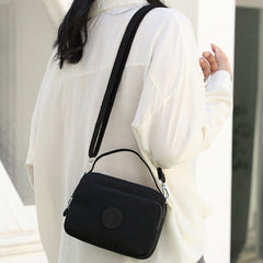 Small Nylon Crossbody Bag for Women – Triple Compartment Travel Purse