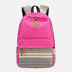 Bunter Streifen-Canvas-Rucksack für Damen – Sportlicher Studenten-Tagesrucksack