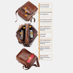 Vintage Oil-Tanned Leather Sling Bag for Men - Stylish Crossbody Shoulder Bag