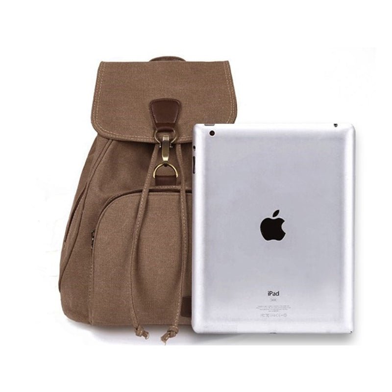 Vintage Canvas Backpack for Women & Girls – Drawstring Rucksack for School & Travel - VOTVO