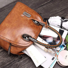 Vintage Leather Satchel Handbag – Top-Handle & Crossbody Strap