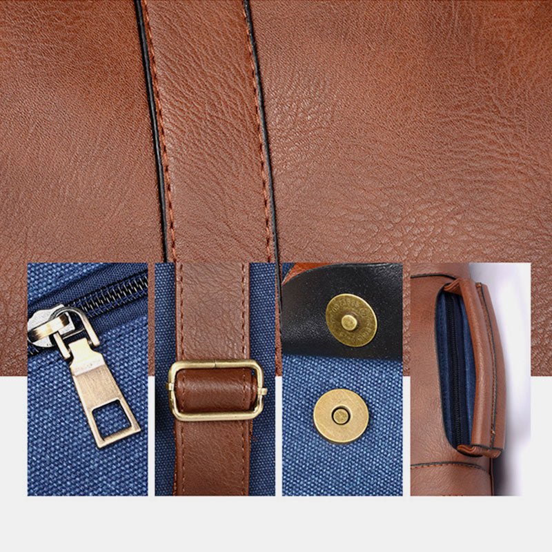 Vintage Leather Canvas Backpack for Men & Women – Travel Daypack, Unisex Rucksack - VOTVO