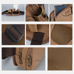 Small Waist Bag for Men – Outdoor Riding Canvas Sports Bag with Bottle Pocket