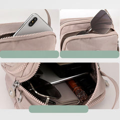 Small Nylon Crossbody Bag for Women – Triple Compartment Travel Purse