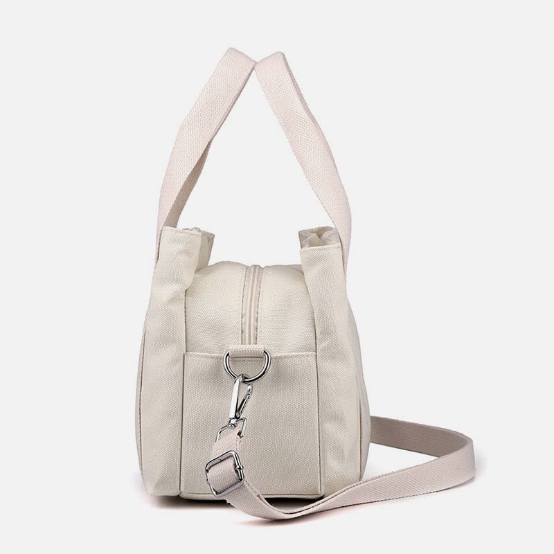 Solid Color Small Tote Triple Compartment Large Crossbody Canvas Purse - VOTVO