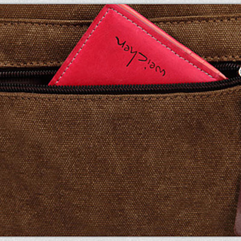 Bolso bandolera de lona para hombre: bandolera vintage multibolsillos