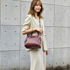 Vintage Leather Satchel Handbag – Top-Handle & Crossbody Strap