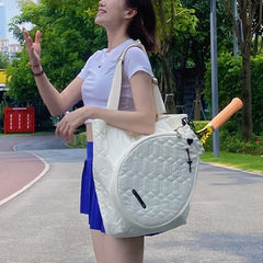 Women’s Nylon Racket Bag – White Outdoor Badminton Sports Shoulder Bag