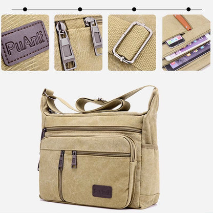 Borsa a tracolla da uomo | Borsa a tracolla vintage in tela per esterni