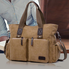 Lässige Canvas-Laptoptasche für Damen und Herren – Arbeitshandtasche mit verstellbarem Riemen