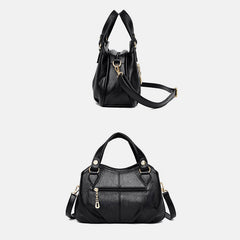 Women's Triple Compartment Satchel Leather Top-Handle Purse – Crossbody Handbag with Adjustable Strap