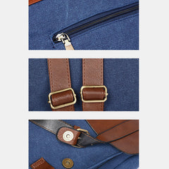 Vintage Leather Canvas Backpack for Men & Women – Travel Daypack, Unisex Rucksack