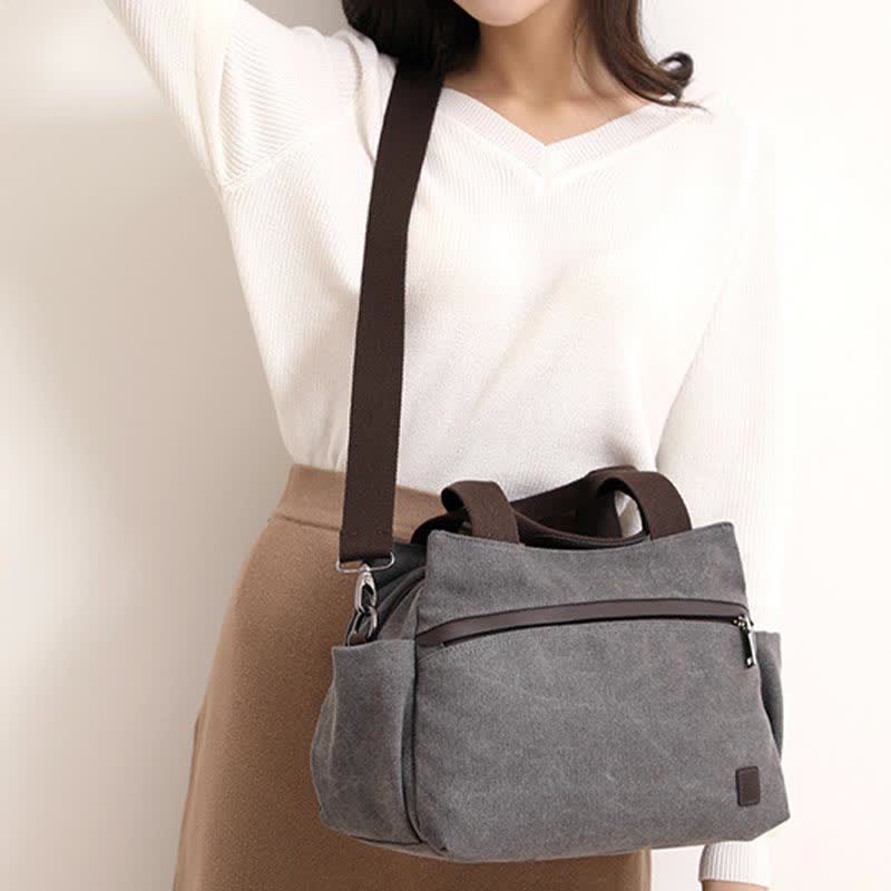 Women's Canvas Hobo Handbag – Multi - Pocket Shoulder Tote & Crossbody Bag - VOTVO