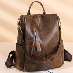 Women’s Leather Convertible Backpack Purse – Anti-Theft Travel Daypack & Shoulder Bag