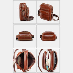 Vintage Oil-Tanned Leather Sling Bag for Men - Stylish Crossbody Shoulder Bag