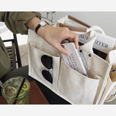 Waterproof Canvas Tote Bag for Women – Large Capacity Crossbody & Shoulder Bag for Students