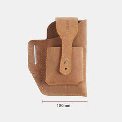 Vintage Leather Waist Phone Bag with Keychain | Outdoor Activity & Daily Use | Genuine Leather