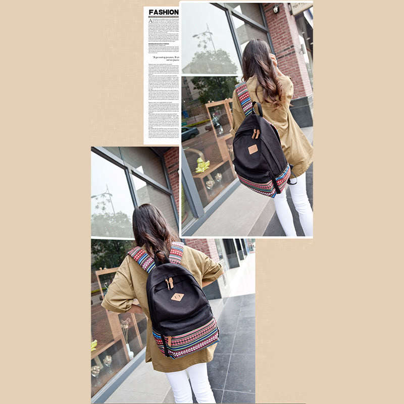Zaino in tela personalizzato con strisce colorate per donna - Zaino sportivo per studenti