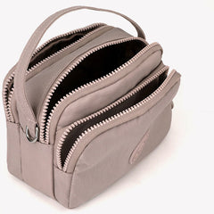 Small Nylon Crossbody Bag for Women – Triple Compartment Travel Purse