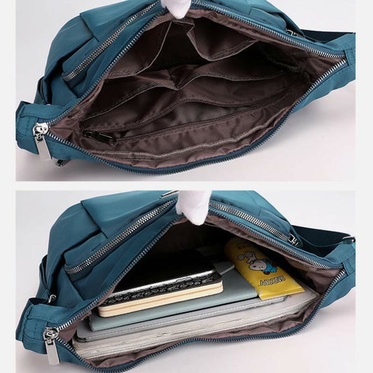 Umhängetasche aus kariertem Nylon für Damen – wasserdichte Geldbörse mit mehreren Taschen