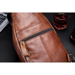 USB Charging Real Leather Sling Bag for Men – Crossbody Shoulder Bag with Adjustable Straps