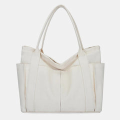Minimalist Large Capacity Tote Bag for Women – Canvas Shoulder Bag with Zipper Closure
