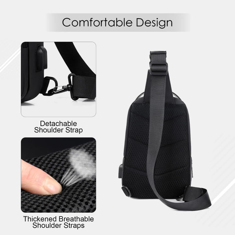 Waterproof Sling Bag for Men – Multi - Functional Chest Bag with USB Charging Port for Hiking, Cycling, and Travel - VOTVO