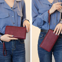 Women's RFID Blocking Zip Around Wallet - Large Long Wristlet Clutch