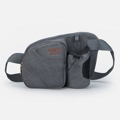 Small Waist Bag for Men – Outdoor Riding Canvas Sports Bag with Bottle Pocket