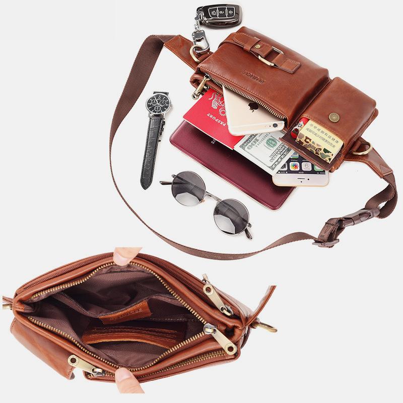 Vintage Multi - Carry Genuine Leather Sling Bag – Versatile Crossbody, Waist, and Sling Bag for Men and Women - VOTVO