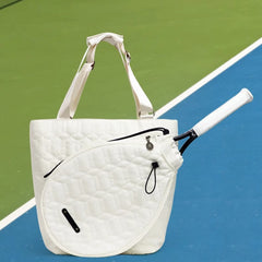 Women’s Nylon Racket Bag – White Outdoor Badminton Sports Shoulder Bag