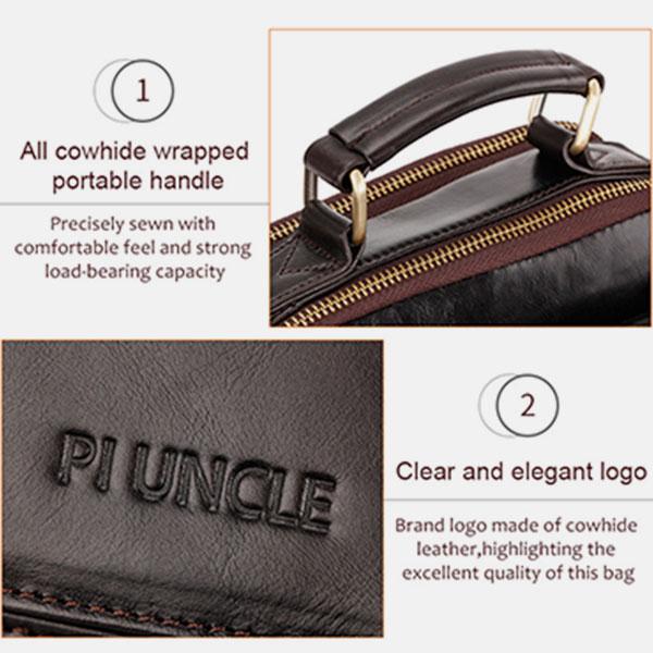 Borsa a tracolla casual vintage in vera pelle per uomo - Tracolla regolabile e tasche multiple
