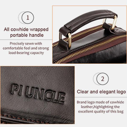 Borsa a tracolla casual vintage in vera pelle per uomo - Tracolla regolabile e tasche multiple
