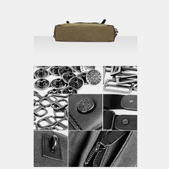 Messenger Bag for Men – Canvas Vintage Crossbody Handbag with Crazy Horse Leather, Casual Business Document Bag - VOTVO