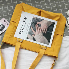 Waterproof Canvas Tote Bag for Women – Large Capacity Crossbody & Shoulder Bag for Students