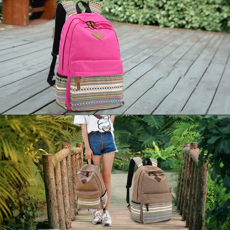 Zaino in tela personalizzato con strisce colorate per donna - Zaino sportivo per studenti