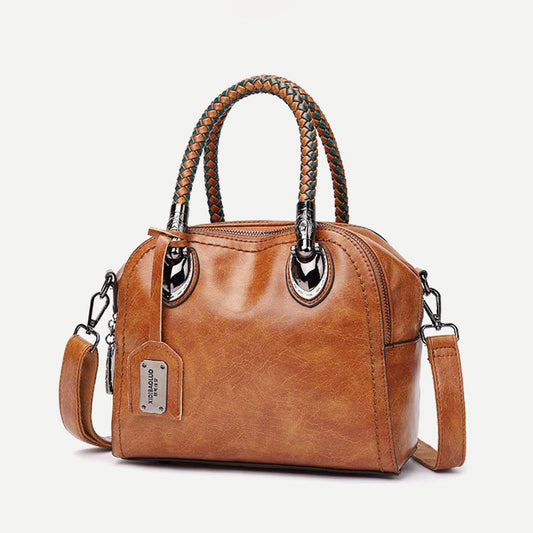 Vintage Leather Satchel Handbag – Top-Handle & Crossbody Strap