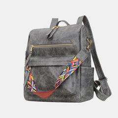 Women’s Plaid Leather Backpack – Multifunctional Daypack with Shoulder Strap