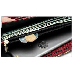 Women's Genuine Leather Vintage Wallet - Stylish and Functional Zip Closure Wallet
