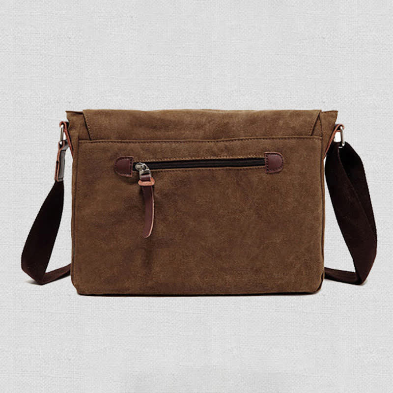 Bolso bandolera de lona para hombre: bandolera vintage multibolsillos