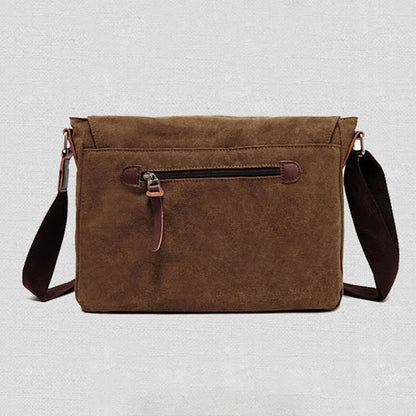 Bolso bandolera de lona para hombre: bandolera vintage multibolsillos