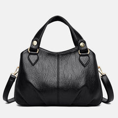 Women's Triple Compartment Satchel Leather Top-Handle Purse – Crossbody Handbag with Adjustable Strap