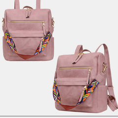 Women’s Plaid Leather Backpack – Multifunctional Daypack with Shoulder Strap