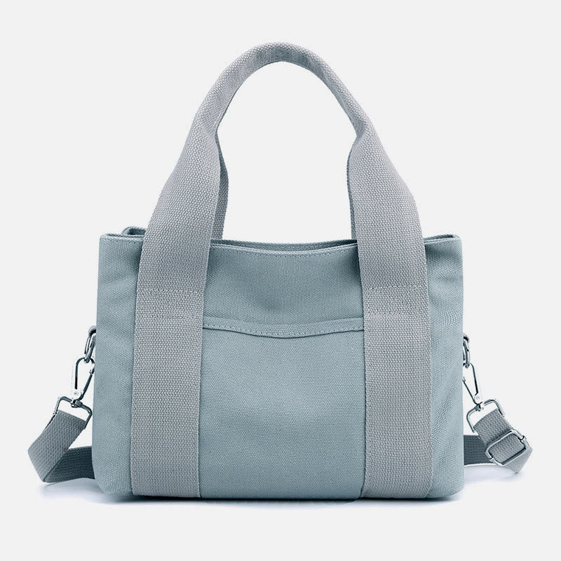 Solid Color Small Tote Triple Compartment Large Crossbody Canvas Purse - VOTVO