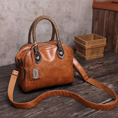 Vintage Leather Satchel Handbag – Top-Handle & Crossbody Strap