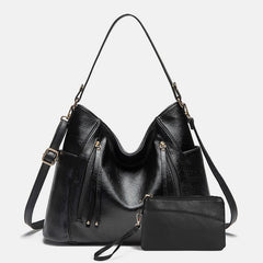 Tote Handbags Set for Women – Leather Hobo Shoulder Bag with Small Clutch