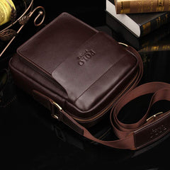 Men's Leather Crossbody Messenger Shoulder Bag for Work & Business – Small PU Leather Satchel