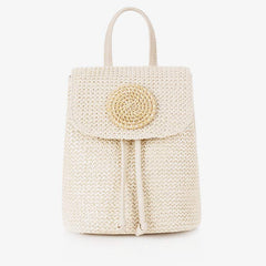 Women’s Straw Backpack – Summer Beach Woven Drawstring Handbag - VOTVO