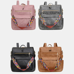 Women’s Plaid Leather Backpack – Multifunctional Daypack with Shoulder Strap