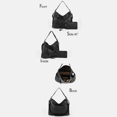 Tote Handbags Set for Women – Leather Hobo Shoulder Bag with Small Clutch